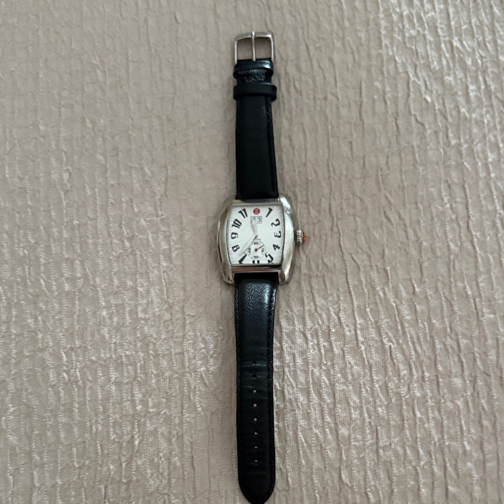 Michele Black and Silver Women's Watch with black band